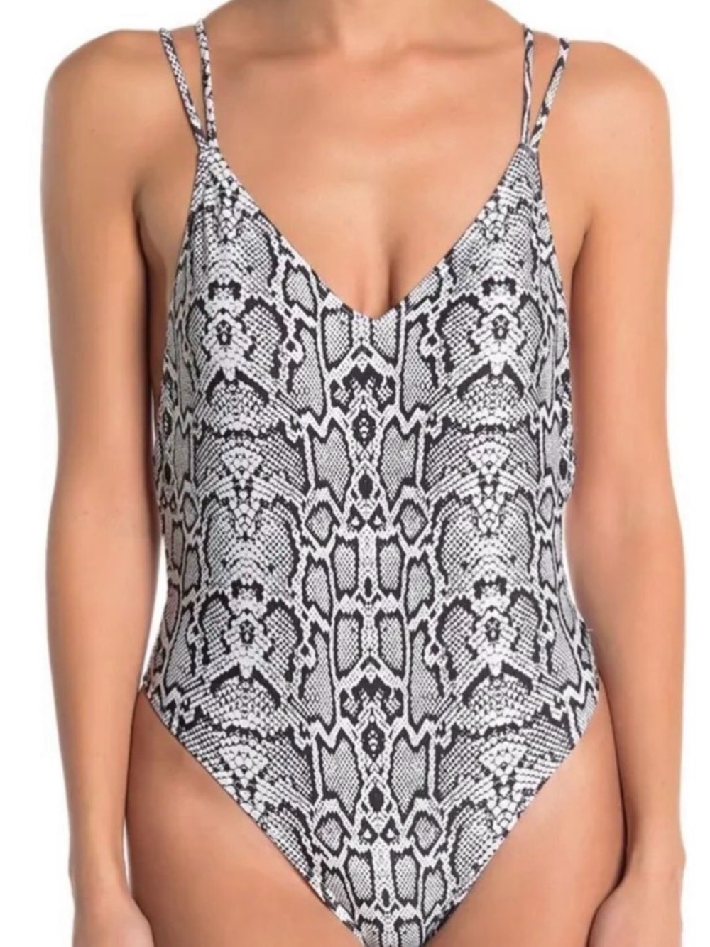 Kendall & Kylie Snake Print One-Piece Swimsuit - Black & White